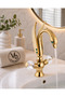 Duck Lavatory Faucet Gold Gold– Decorative Retro Brass Sink Tap with Crystal Handle and Green Stone