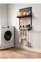 Wall Mounted Mop and Broom Holder with Storage Shelf, 42 x 17 x 43 cm, Space Saving Cleaning Organizer Rack for Kitchen, Bathroom, Laundry Room and Home