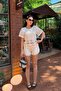 Ecru Openwork Knitted Blouse Shorts Set
