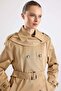 Removable Scarf Water-Repellent Trench Coat Kamel 6887 - 3