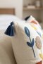 Modern Garden Colorful Flower Motif Punch Embroidered Tasseled Cotton Throw Pillow Cover 42X42 cm - 4