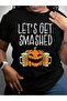 تي شيرت بطباعة جرافيكية سوداء للرجال من Lets Get Smashed Jack O Lantern Beer Drinking Men Halloween - 7