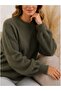 Women's Crew Neck Washed Balloon Sleeve Knit Sweater - Comfortable Fit Daily Stylish Basic Sweater - 2