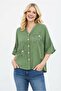 Cotton Muslin Star Appliqué Buttoned Women's Shirt 2111