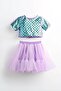 Calypso Glittery Mermaid Patterned Cropped Fluffy Tulle Tutu Set