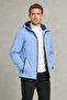 Men's Blue Removable Hooded Water and Wind Resistant Zippered Raincoat&Windbreaker - 4