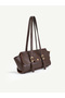 Yennefer Brown Belt Buckle Detailed Rectangular Baguette Handbag & Shoulder Bag - 4