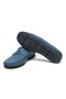 Dark Blue Floter Dark Blue Color Laceless Genuine Leather Men's Shoes - 3