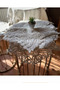 Gülseda Cream-Cream Model 5 Piece Linen Tablecloth Runner Set Dowry Living Room Set - 5