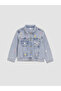 Blue Shirt Collar Embroidered Girls' Jean Jacket