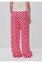 Women's Pink Mix Cotton Blend Elastic Waist Patterned Wide Leg Trousers - 2