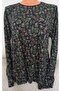 Er Clothing Summer Combed Cotton Blouse Long-Sleeve O-Neck Green Print - 2