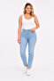 Women's Plus Size, Blue, High Waist, 5 Pocket Lycra Jeans 65N39610 - 6