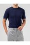 Italian Style Slim Fit Men's Crew Neck Short Sleeve Knitwear T-Shirt Navy Blue T20031-02 - 3