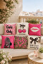 Pink Leopard Cherry Zebra Lip Pattern Decorative Throw Pillow Cover – Set of 6 (Double Sided) - 2