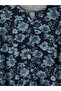 Özmarka New Season Navy Blue Crew Neck Floral Blouse - 6