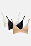 Women 3 Pieces Plain Padded Bra, Multicolor - 2
