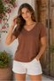 Women's V-Neck T-Shirt Regular Cut V-Neck Basic T-Shirt Adult T-Shirt Non-Printed Short Sleeve Summer Combed Cotton T-Shirt - 2