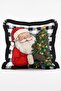 Christmas Themed Santa Claus, Snowman and Plaid Patterned 4-Piece Fringed Throw Pillow Cover Set - 5