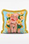 Colorful Floral and Female Figure Illustration Patterned 4-Piece Fringed Throw Pillow Cover Set - 3