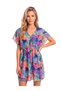 Donlaritta Women's Patterned Beach Pareo Beach Dress, V-Neck Relaxed Fit Kimono