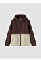 Lcw Kids Brown Color Blocked Zippered Hooded Boy's Coat - 2