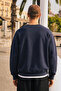 Men's Casual Crew Neck Navy Blue Basic Sweatshirt - 6