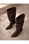 Livamod Women's Bellows Boots Pointed Toe Thin Heeled Below the Knee Stylish Casual Boots - 2