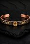 Women's Copper Bracelet with Natural Oval Champagne Color Stone and Tulip Motif, Adjustable Copper Bracelet for Women - 3