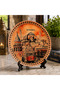 25 cm large size istanbul themed copper coffee presentation tray and decorative plate - handcrafted - 2