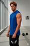 Men's Petrol-Sax Blue 2-Piece Hooded Sleeveless Plain Undershirt Tshirt - 3