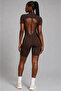 Sculpt Open-Back Zip-Up Biker Jumpsuit – Chocolate Brown - 4