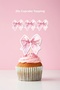 Pink Bow Themed Birthday Toothpick Cupcake Decoration 10Pcs