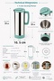 1.5 Liter Stainless Steel Jug |   Single Push Cover |   Leak-Proof Beverage Jug |   3 - 6