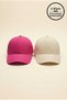 Pink - Beige Premium Quality Set of 2 Unisex Micro Fabric Hats - Adjustable Velcro Sports Cap Women's Men's Hat Couple Combination - 2