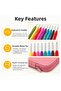 9-Piece Ergonomic Handle Crochet Set with Bag 2-6 mm Pink Knitting Crochet Set with Carrying Bag - 3