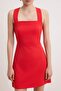 Red Strap Back Detailed Mini Woven Dress Twoss26El00295 - 3