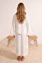 Beachwear Ecru Woven Ruffled Belted Maxi Kimono&Kaftan Tbess24Km00026 - 4