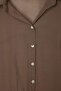 Brown V-Neck Thin Textured Oversized Summer Shirt Tdrss26Go00113 - 2