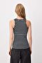 Black Striped Fitted/Fitted Thick Strap Stretchy Knitted Tank Top Twoss26Al00123 - 4
