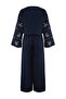 Navy Blue Underwater Patterned Woven 100% Cotton Beach Blouse Trousers Set Tbess26Au00100 - 6