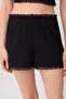 Black Lace Detailed Crop Viscose Knitted Pajama Set Thmss26Pt00251 - 3