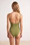 Khaki V-Neck Covered Regular Chlorine & Water Resistant Long-Lasting Lycra ® Xtra Life Swimsuit Tbess26Ma00102 - 4