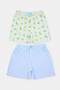 Çok Renkli Limon/Ekose Desenli Fiyonklu Örme 2'li Büyük Beden Pijama Altı TBBSS26IA00014 - 6