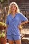Mavi Bürümcük Şortlu Örme Pijama Takımı THMSS25PT00017