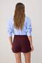 Plum Ribbed Detailed Woven Shorts & Bermuda Twoss23Sr00079 - 4