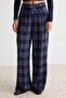 Lacivert Ekoseli Geniş Paça Pantolon TWOAW27PL00013 - 8