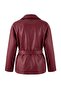 Bordo Regular Kuşaklı Suni Deri Kısa Büyük Beden Trençkot TWOAW27BM00002 - 8