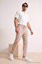 Beige Elastic Waist Straight Men's Trousers Tmnss26Pl00040
