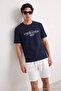 Navy Blue Regular/Normal Cut Printed Textured T-Shirt Tmnss26Ts00068 - 2